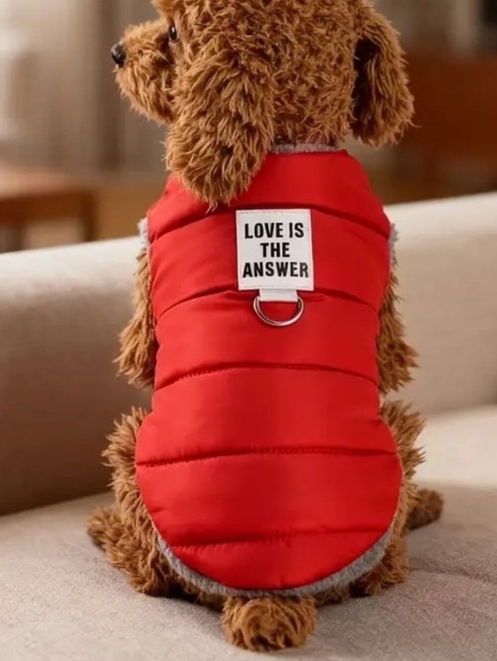 ✨ "Love Is The Answer" Red Puffer Pet Vest / Coat - Size Small (NWT) ✨LAST ONE! - Picture 2 of 7